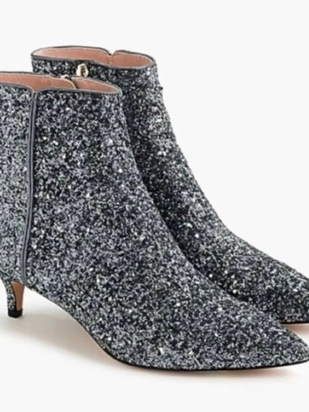 J.Crew Glitter Women's Emma Kitten Heel Boot Grey Glitter